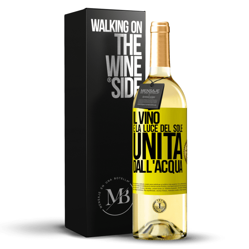 29,95 € Spedizione Gratuita | Vino bianco Edizione WHITE Il vino è la luce del sole, unita dall'acqua Etichetta Gialla. Etichetta personalizzabile Vino giovane Raccogliere 2025 Verdejo
