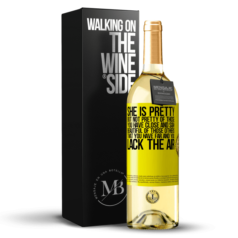 29,95 € Free Shipping | White Wine WHITE Edition She is pretty. But not pretty of those you have close and sigh. Beautiful of those others, that you have far and you lack Yellow Label. Customizable label Young wine Harvest 2024 Verdejo