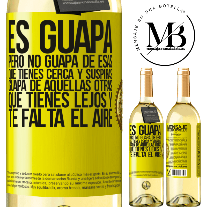 29,95 € Envoi gratuit | Vin blanc Édition WHITE Elle est jolie. Mais ce n'est pas joli de ceux que vous avez de près et soupirez. Magnifique de ces autres, que tu as loin Étiquette Jaune. Étiquette personnalisable Vin jeune Récolte 2022 Verdejo