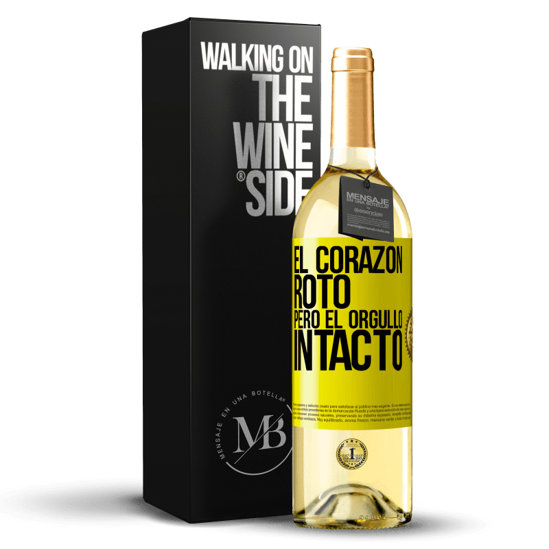 29,95 € Envío gratis | Vino Blanco Edición WHITE El corazón, roto. Pero el orgullo intacto Etiqueta Amarilla. Etiqueta personalizable Vino joven Cosecha 2024 Verdejo