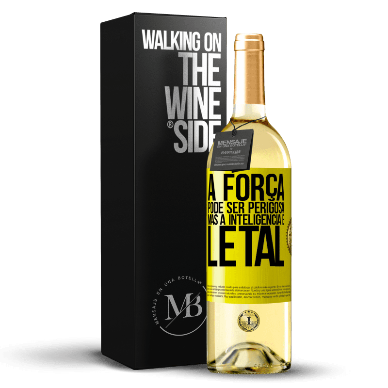 29,95 € Envio grátis | Vinho branco Edição WHITE A força pode ser perigosa, mas a inteligência é letal Etiqueta Amarela. Etiqueta personalizável Vinho jovem Colheita 2024 Verdejo