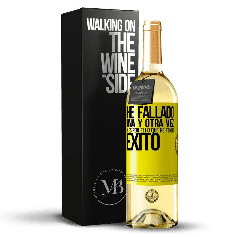 29,95 € Envío gratis | Vino Blanco Edición WHITE He fallado una y otra vez, y es por ello que he tenido éxito Etiqueta Amarilla. Etiqueta personalizable Vino joven Cosecha 2025 Verdejo