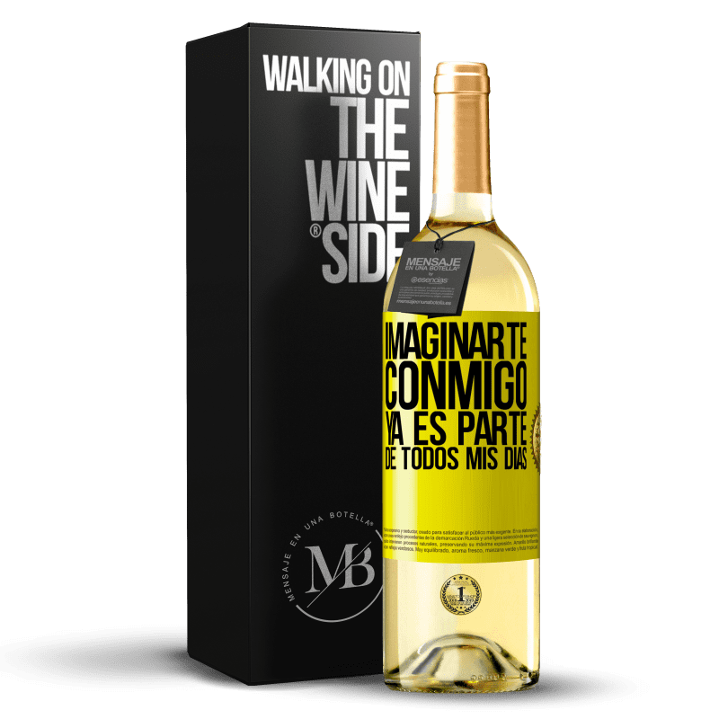 29,95 € Envío gratis | Vino Blanco Edición WHITE Imaginarte conmigo ya es parte de todos mis días Etiqueta Amarilla. Etiqueta personalizable Vino joven Cosecha 2025 Verdejo