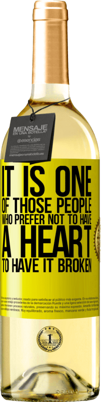 29,95 € 送料無料 | 白ワイン WHITEエディション それは壊れた心を持っていないことを好む人の一人です 黄色のラベル. カスタマイズ可能なラベル 若いワイン 収穫 2025 Verdejo