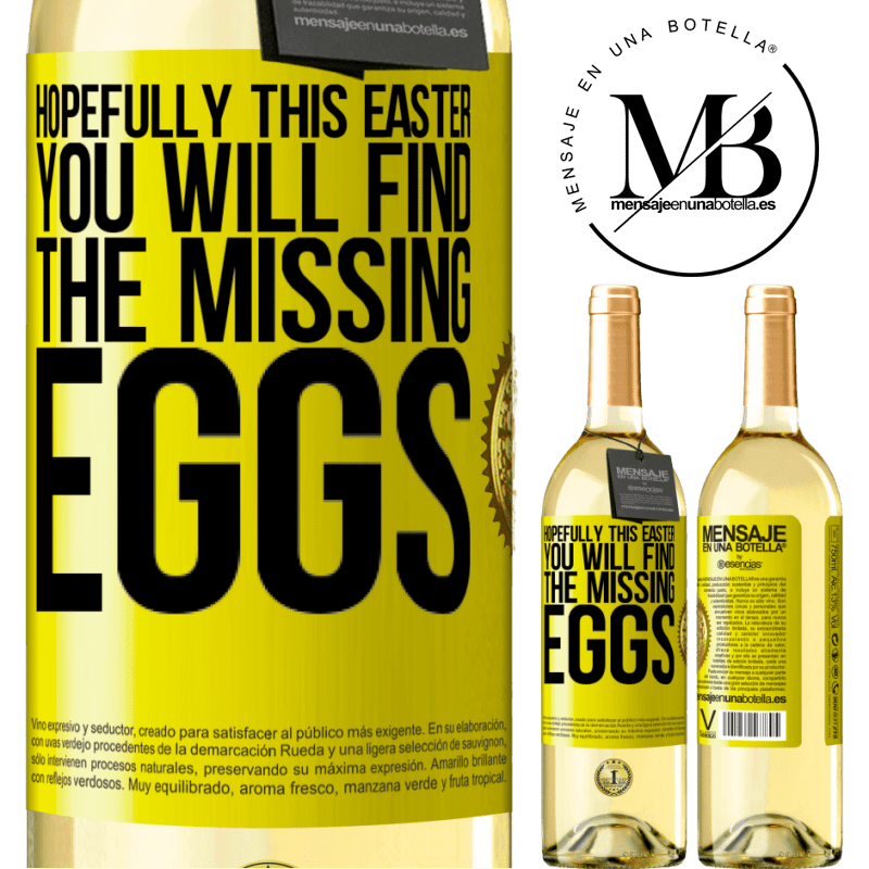 29,95 € Free Shipping | White Wine WHITE Edition Hopefully this Easter you will find the missing eggs Yellow Label. Customizable label Young wine Harvest 2023 Verdejo