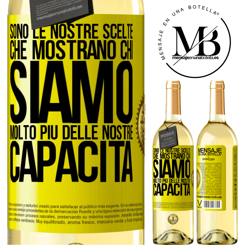 29,95 € Spedizione Gratuita | Vino bianco Edizione WHITE Sono le nostre scelte che mostrano chi siamo, molto più delle nostre capacità Etichetta Gialla. Etichetta personalizzabile Vino giovane Raccogliere 2025 Verdejo