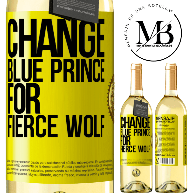 29,95 € Free Shipping | White Wine WHITE Edition Change blue prince for fierce wolf Yellow Label. Customizable label Young wine Harvest 2023 Verdejo