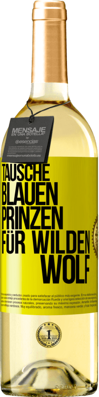 29,95 € | Weißwein WHITE Ausgabe Tausche blauen Prinzen für wilden Wolf Gelbes Etikett. Anpassbares Etikett Junger Wein Ernte 2023 Verdejo