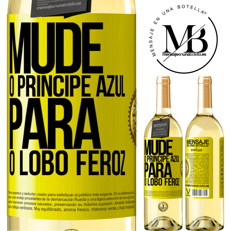 29,95 € Envio grátis | Vinho branco Edição WHITE Mude o príncipe azul para o lobo feroz Etiqueta Amarela. Etiqueta personalizável Vinho jovem Colheita 2024 Verdejo