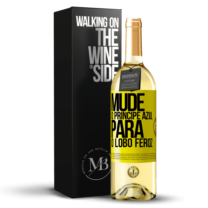 29,95 € Envio grátis | Vinho branco Edição WHITE Mude o príncipe azul para o lobo feroz Etiqueta Amarela. Etiqueta personalizável Vinho jovem Colheita 2024 Verdejo