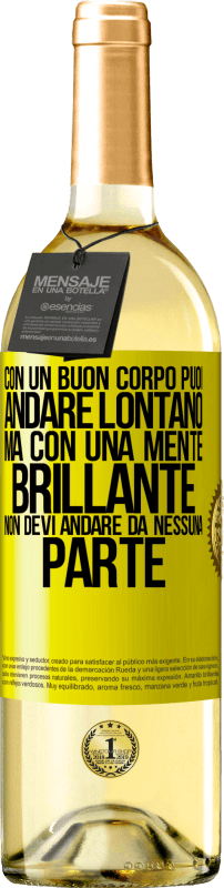 29,95 € | Vino bianco Edizione WHITE Con un buon corpo puoi andare lontano, ma con una mente brillante non devi andare da nessuna parte Etichetta Gialla. Etichetta personalizzabile Vino giovane Raccogliere 2024 Verdejo