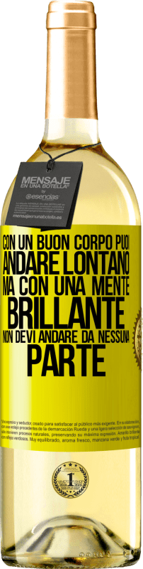 29,95 € | Vino bianco Edizione WHITE Con un buon corpo puoi andare lontano, ma con una mente brillante non devi andare da nessuna parte Etichetta Gialla. Etichetta personalizzabile Vino giovane Raccogliere 2025 Verdejo