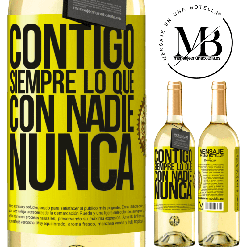 29,95 € Envío gratis | Vino Blanco Edición WHITE Contigo siempre lo que con nadie nunca Etiqueta Amarilla. Etiqueta personalizable Vino joven Cosecha 2025 Verdejo