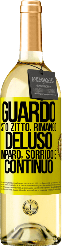 29,95 € | Vino bianco Edizione WHITE Guardo, sto zitto, rimango deluso, imparo, sorrido e continuo Etichetta Gialla. Etichetta personalizzabile Vino giovane Raccogliere 2023 Verdejo