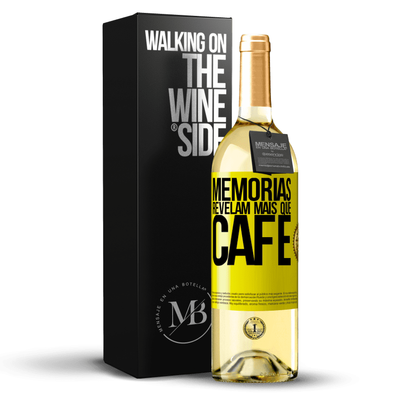 29,95 € Envio grátis | Vinho branco Edição WHITE Memórias revelam mais que café Etiqueta Amarela. Etiqueta personalizável Vinho jovem Colheita 2023 Verdejo