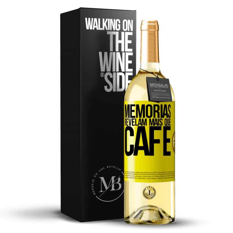 29,95 € Envio grátis | Vinho branco Edição WHITE Memórias revelam mais que café Etiqueta Amarela. Etiqueta personalizável Vinho jovem Colheita 2025 Verdejo