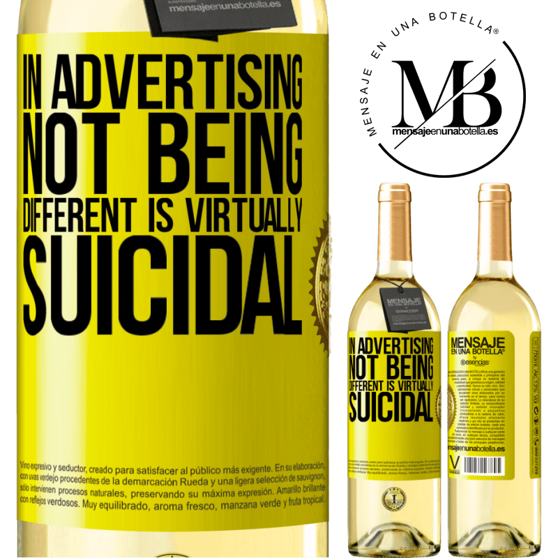 29,95 € Free Shipping | White Wine WHITE Edition In advertising, not being different is virtually suicidal Yellow Label. Customizable label Young wine Harvest 2022 Verdejo