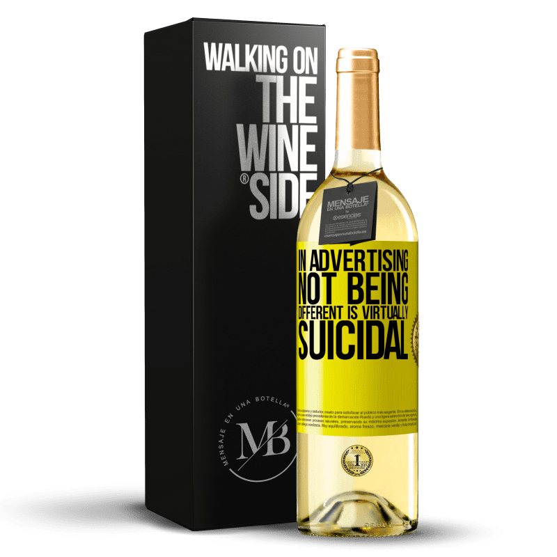 29,95 € Free Shipping | White Wine WHITE Edition In advertising, not being different is virtually suicidal Yellow Label. Customizable label Young wine Harvest 2025 Verdejo