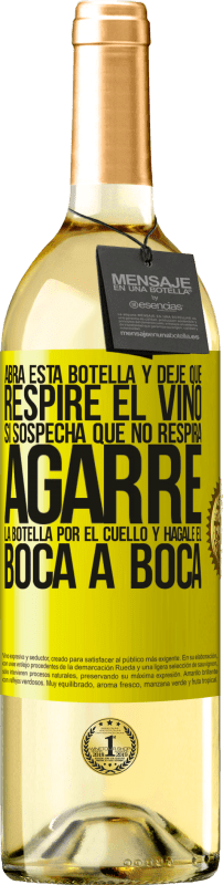 29,95 € Envío gratis | Vino Blanco Edición WHITE Abra esta botella y deje que respire el vino. Si sospecha que no respira, agarre la botella por el cuello y hágale el boca a Etiqueta Amarilla. Etiqueta personalizable Vino joven Cosecha 2025 Verdejo