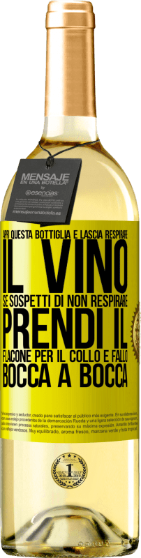 29,95 € Spedizione Gratuita | Vino bianco Edizione WHITE Apri questa bottiglia e lascia respirare il vino. Se sospetti di non respirare, prendi il flacone per il collo e fallo bocca Etichetta Gialla. Etichetta personalizzabile Vino giovane Raccogliere 2025 Verdejo
