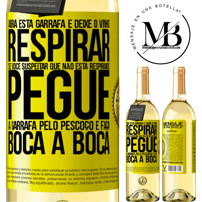 29,95 € Envio grátis | Vinho branco Edição WHITE Abra esta garrafa e deixe o vinho respirar. Se você suspeitar que não está respirando, pegue a garrafa pelo pescoço e faça Etiqueta Amarela. Etiqueta personalizável Vinho jovem Colheita 2023 Verdejo