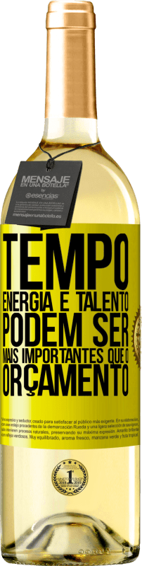 «Tempo, energia e talento podem ser mais importantes que o orçamento» Edição WHITE
