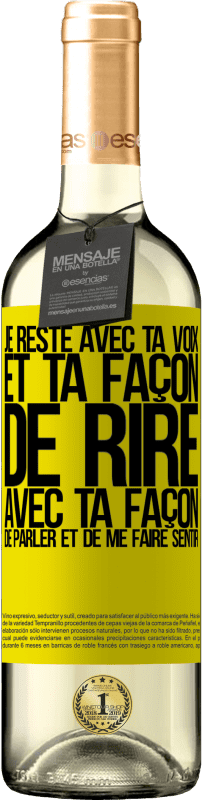 29,95 € | Vin blanc Édition WHITE Je reste avec ta voix et ta façon de rire, avec ta façon de parler et de me faire sentir Étiquette Jaune. Étiquette personnalisable Vin jeune Récolte 2025 Verdejo