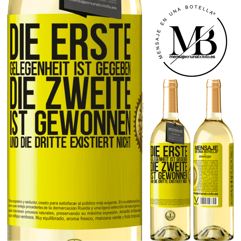 29,95 € Kostenloser Versand | Weißwein WHITE Ausgabe Die erste Gelegenheit wird einem gegeben, die Zweite wird gewonnen und die Dritte existiert nicht Gelbes Etikett. Anpassbares Etikett Junger Wein Ernte 2025 Verdejo