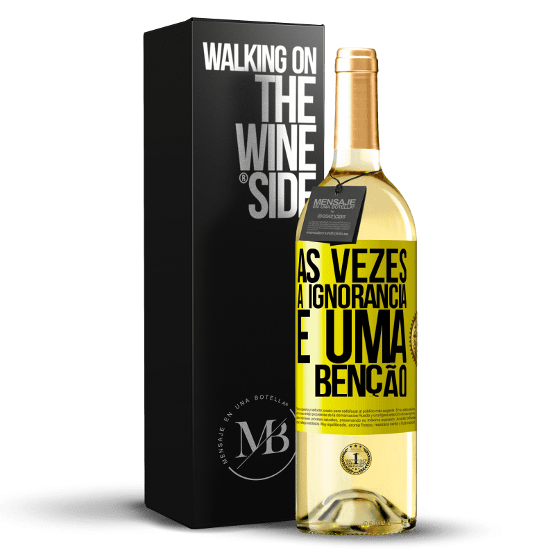 29,95 € Envio grátis | Vinho branco Edição WHITE Às vezes a ignorância é uma bênção Etiqueta Amarela. Etiqueta personalizável Vinho jovem Colheita 2025 Verdejo