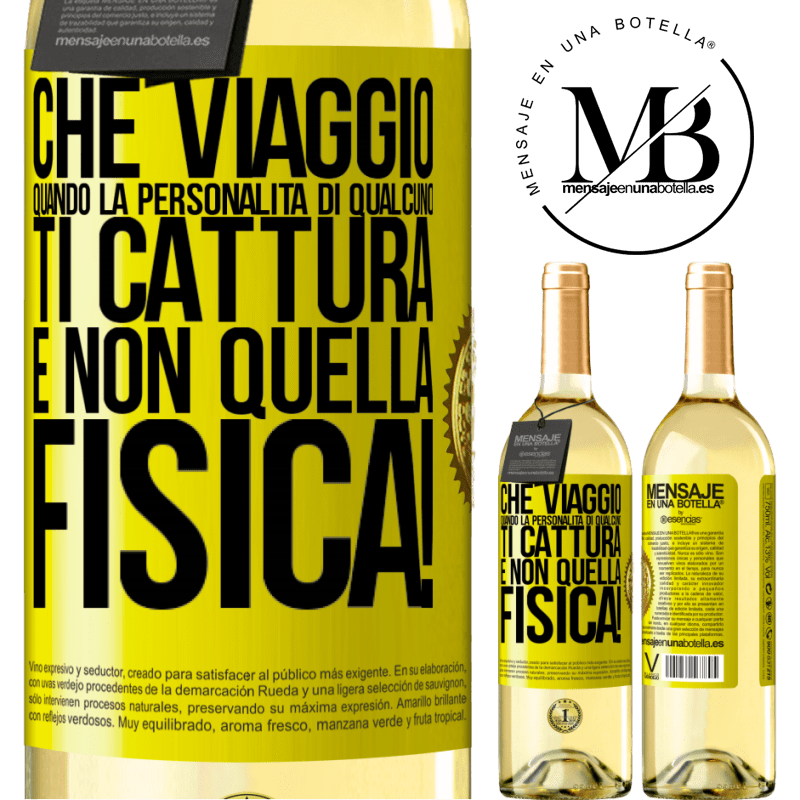 29,95 € Spedizione Gratuita | Vino bianco Edizione WHITE che viaggio quando la personalità di qualcuno ti cattura e non quella fisica! Etichetta Gialla. Etichetta personalizzabile Vino giovane Raccogliere 2024 Verdejo