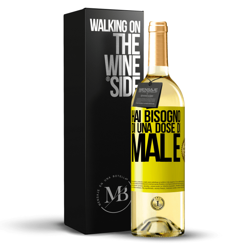 29,95 € Spedizione Gratuita | Vino bianco Edizione WHITE Hai bisogno di una dose di male Etichetta Gialla. Etichetta personalizzabile Vino giovane Raccogliere 2024 Verdejo