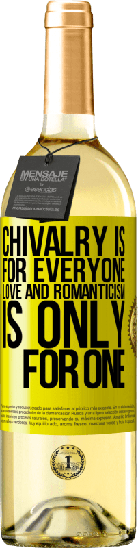 29,95 € | White Wine WHITE Edition Chivalry is for everyone. Love and romanticism is only for one Yellow Label. Customizable label Young wine Harvest 2024 Verdejo