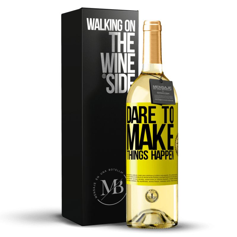 29,95 € Бесплатная доставка | Белое вино Издание WHITE Осмелюсь сделать вещи Желтая этикетка. Настраиваемая этикетка Молодое вино Урожай 2023 Verdejo