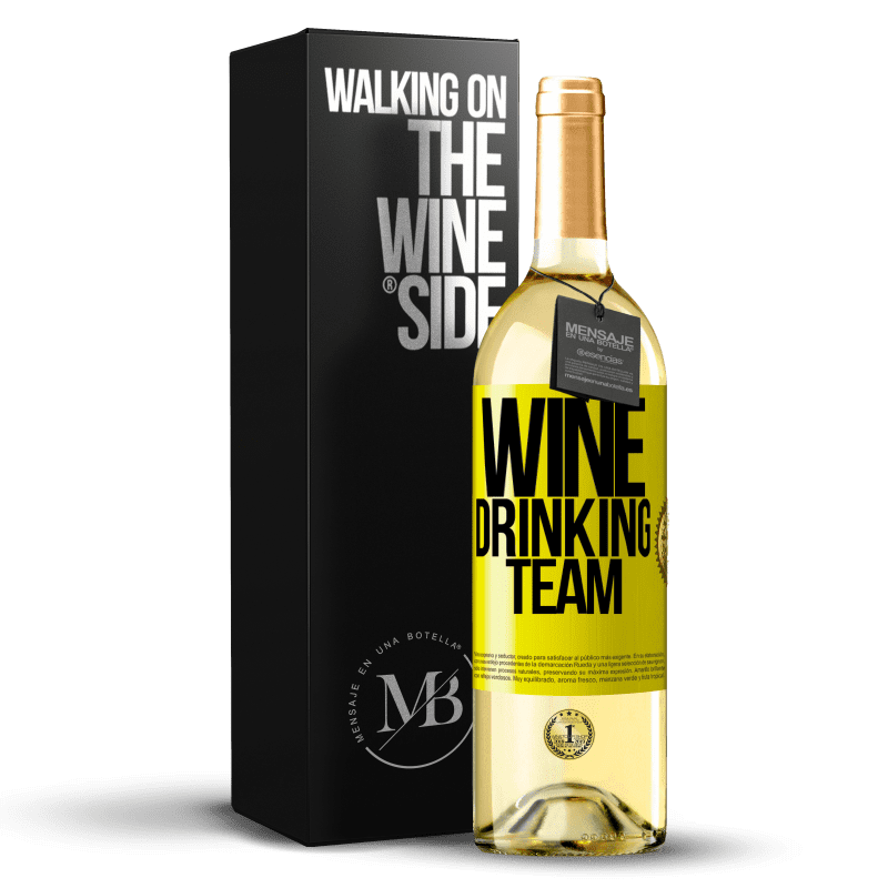 29,95 € Envío gratis | Vino Blanco Edición WHITE Wine drinking team Etiqueta Amarilla. Etiqueta personalizable Vino joven Cosecha 2023 Verdejo