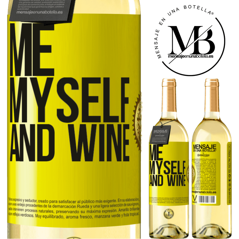 29,95 € Envío gratis | Vino Blanco Edición WHITE Me, myself and wine Etiqueta Amarilla. Etiqueta personalizable Vino joven Cosecha 2023 Verdejo