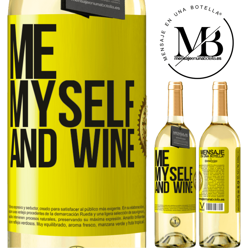 29,95 € Kostenloser Versand | Weißwein WHITE Ausgabe Me, myself and wine Gelbes Etikett. Anpassbares Etikett Junger Wein Ernte 2023 Verdejo