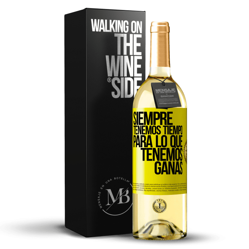 29,95 € Envío gratis | Vino Blanco Edición WHITE Siempre tenemos tiempo para lo que tenemos ganas Etiqueta Amarilla. Etiqueta personalizable Vino joven Cosecha 2024 Verdejo