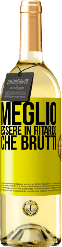 29,95 € | Vino bianco Edizione WHITE Meglio essere in ritardo che brutti Etichetta Gialla. Etichetta personalizzabile Vino giovane Raccogliere 2024 Verdejo