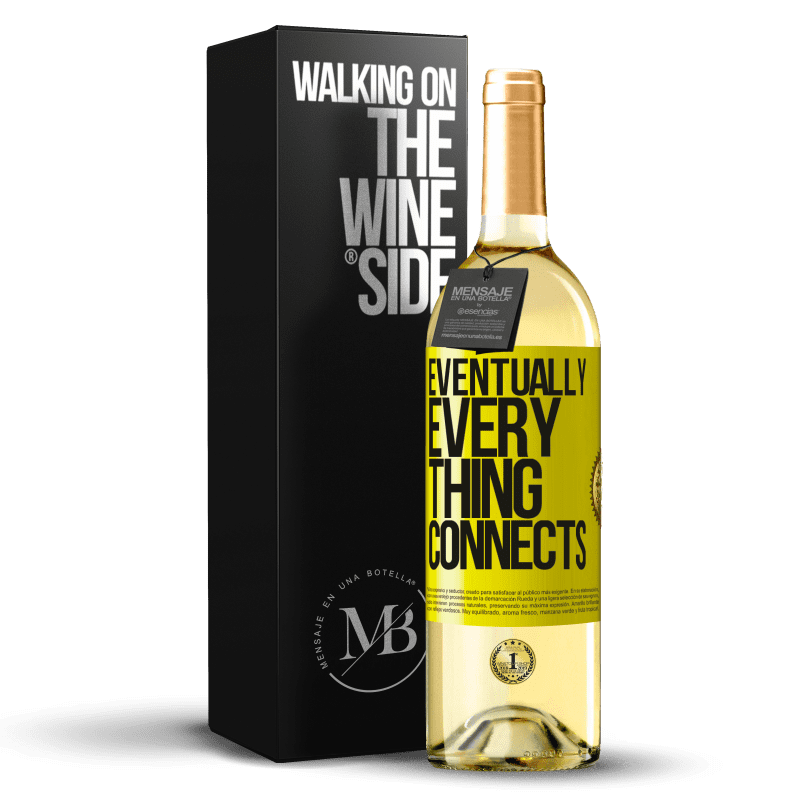 29,95 € Kostenloser Versand | Weißwein WHITE Ausgabe Eventually, everything connects Gelbes Etikett. Anpassbares Etikett Junger Wein Ernte 2023 Verdejo