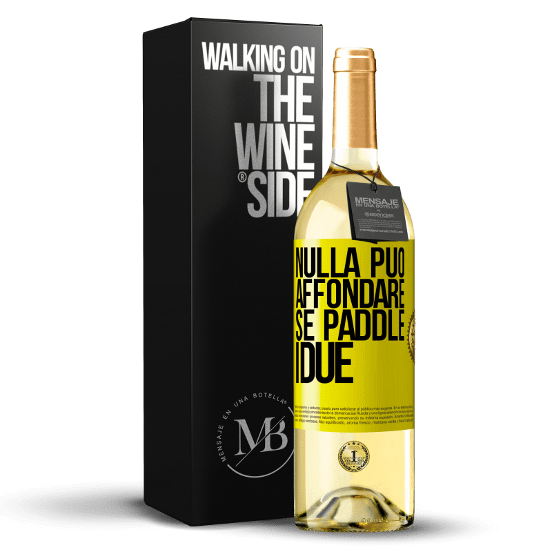 29,95 € Spedizione Gratuita | Vino bianco Edizione WHITE Nulla può affondare se paddle i due Etichetta Gialla. Etichetta personalizzabile Vino giovane Raccogliere 2025 Verdejo