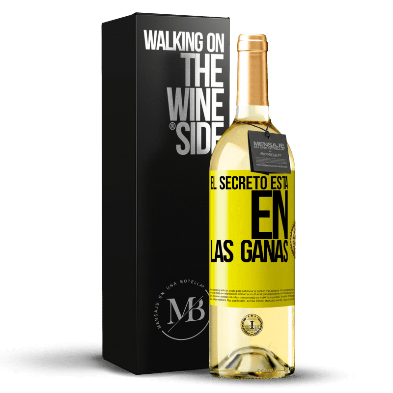 29,95 € Envío gratis | Vino Blanco Edición WHITE El secreto está en las ganas Etiqueta Amarilla. Etiqueta personalizable Vino joven Cosecha 2023 Verdejo