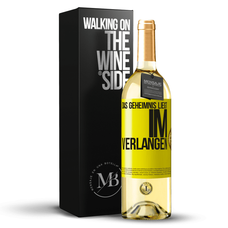 29,95 € Kostenloser Versand | Weißwein WHITE Ausgabe Das Geheimnis liegt im Verlangen Gelbes Etikett. Anpassbares Etikett Junger Wein Ernte 2023 Verdejo