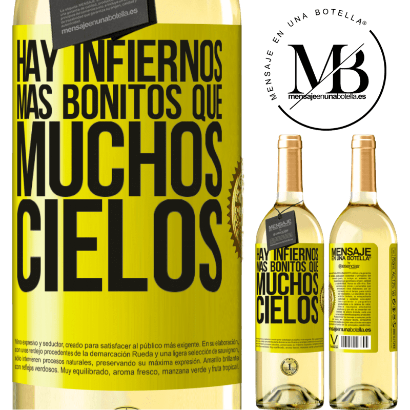 29,95 € Envío gratis | Vino Blanco Edición WHITE Hay infiernos más bonitos que muchos cielos Etiqueta Amarilla. Etiqueta personalizable Vino joven Cosecha 2023 Verdejo