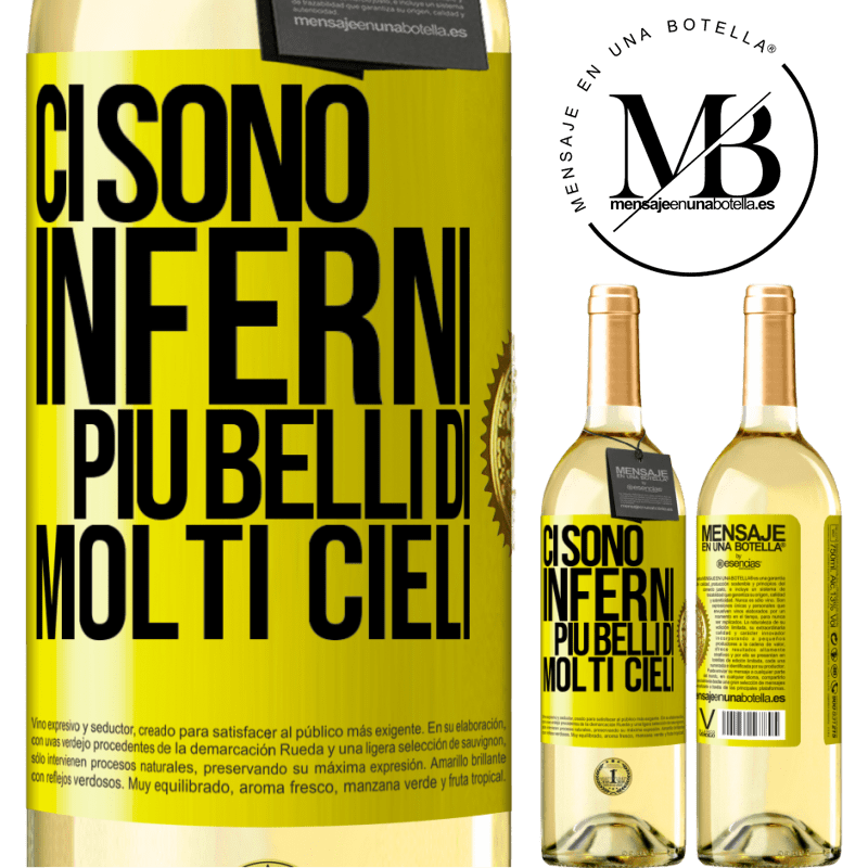 29,95 € Spedizione Gratuita | Vino bianco Edizione WHITE Ci sono inferni più belli di molti cieli Etichetta Gialla. Etichetta personalizzabile Vino giovane Raccogliere 2023 Verdejo