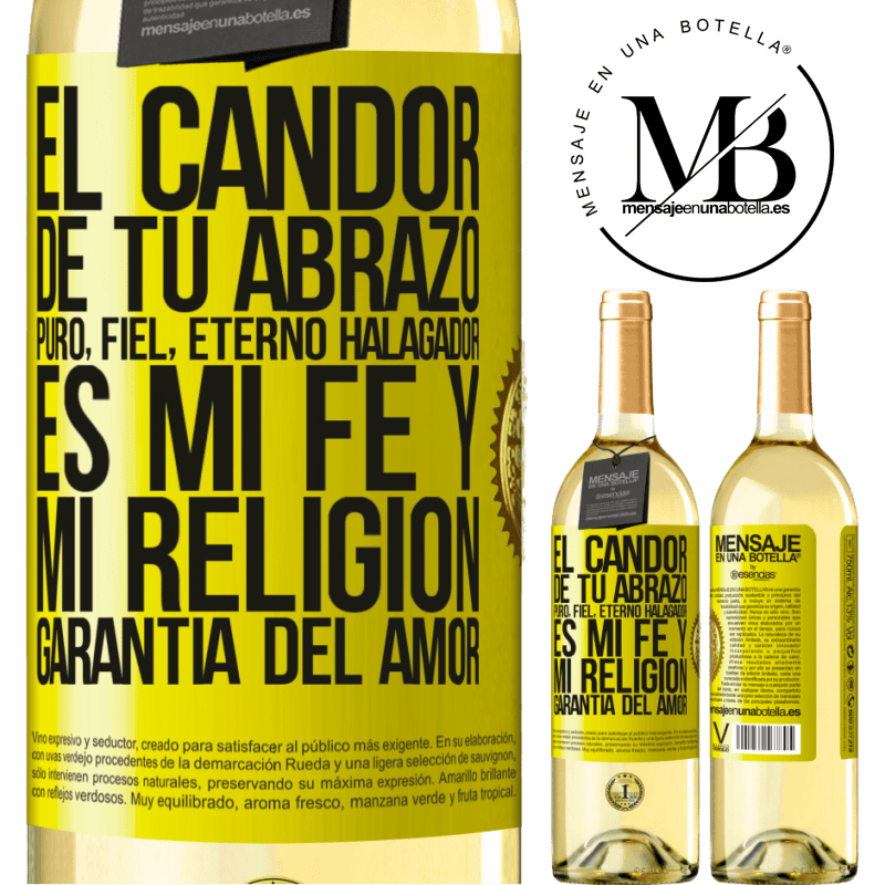 29,95 € Envoi gratuit | Vin blanc Édition WHITE La franchise de votre étreinte, pure, fidèle, éternelle, flatteuse, est ma foi et ma religion, gage d'amour Étiquette Jaune. Étiquette personnalisable Vin jeune Récolte 2022 Verdejo