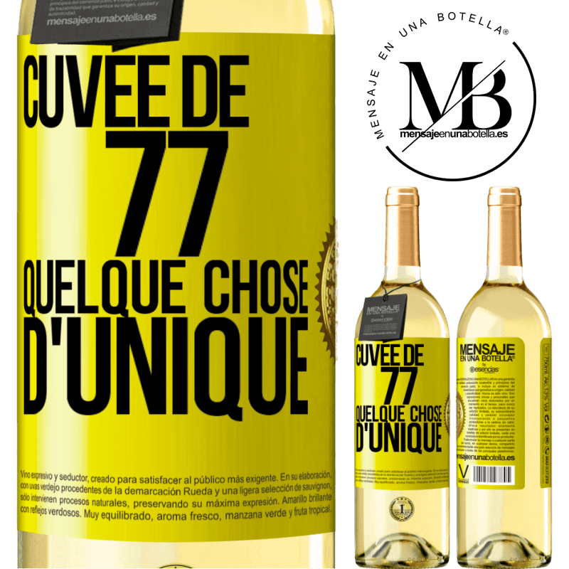 29,95 € Envoi gratuit | Vin blanc Édition WHITE Cuvée de 77, quelque chose d'unique Étiquette Jaune. Étiquette personnalisable Vin jeune Récolte 2024 Verdejo