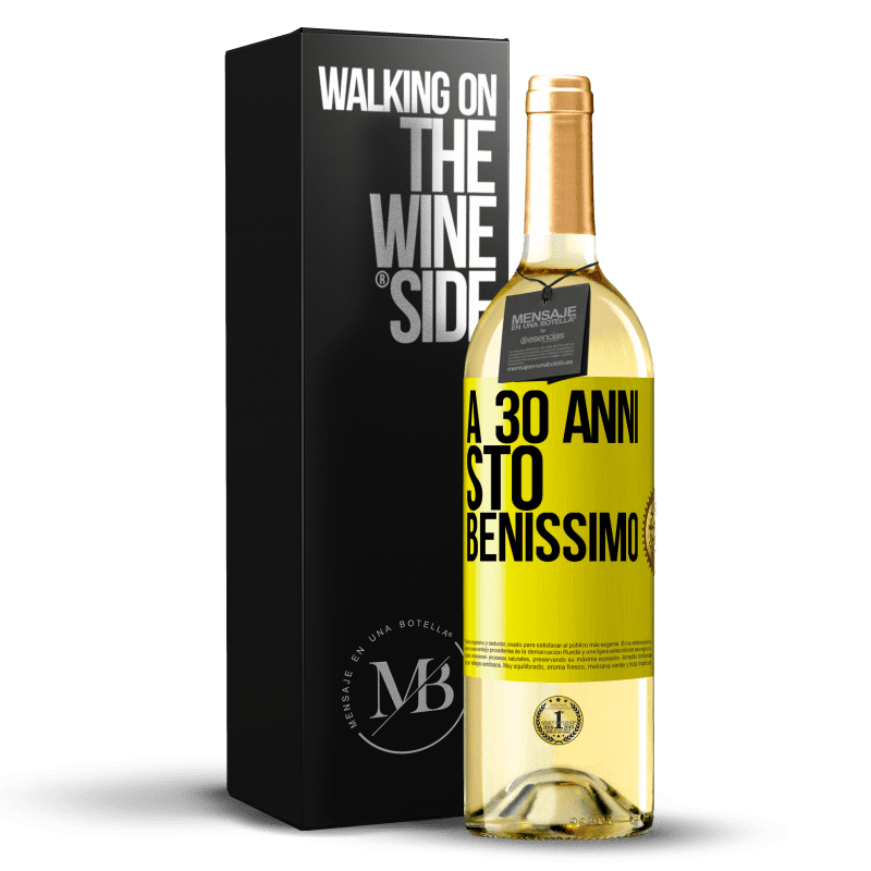 29,95 € Spedizione Gratuita | Vino bianco Edizione WHITE A 30 anni, sto benissimo Etichetta Gialla. Etichetta personalizzabile Vino giovane Raccogliere 2024 Verdejo