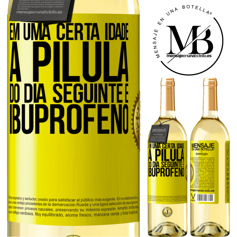 29,95 € Envio grátis | Vinho branco Edição WHITE Em uma certa idade, a pílula do dia seguinte é ibuprofeno Etiqueta Amarela. Etiqueta personalizável Vinho jovem Colheita 2023 Verdejo