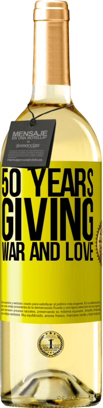 29,95 € 免费送货 | 白葡萄酒 WHITE版 50年来给予战争和爱 黄色标签. 可自定义的标签 青年酒 收成 2023 Verdejo