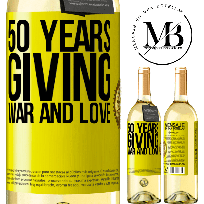 29,95 € Free Shipping | White Wine WHITE Edition 50 years giving war and love Yellow Label. Customizable label Young wine Harvest 2022 Verdejo